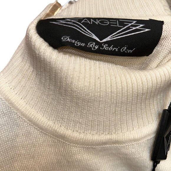 Angel Sabri Ozel NEW NWT vintage deadstock white mock neck sleeveless sweater L - Picture 4 of 4